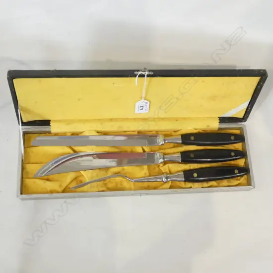 STAINLESS STEEL CARVING SET, CASED