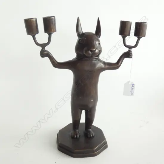 BRONZE BUNNY CANDLE HOLDER H.280mm