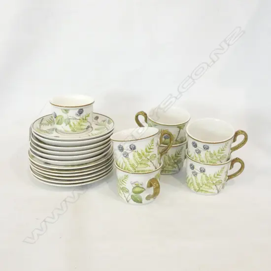 VILLEROY & BOCH FORSA TEA SET; 6 TRIOS & SUGAR BOWL
