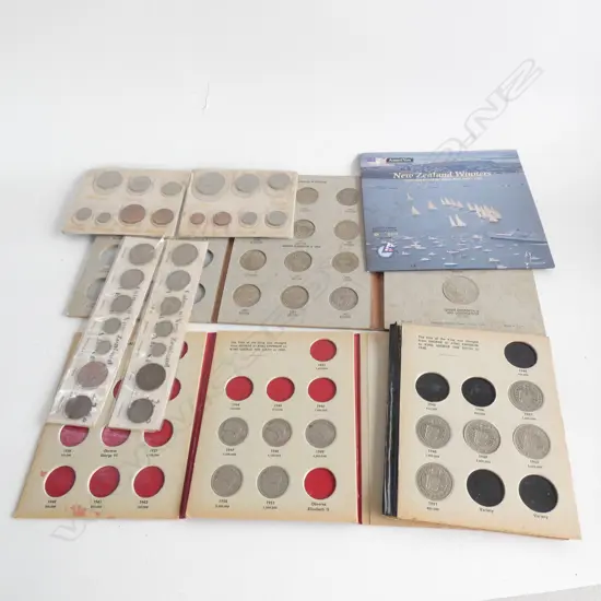 5 ASST. NZ COIN ABLUMS + 2 SLIPS