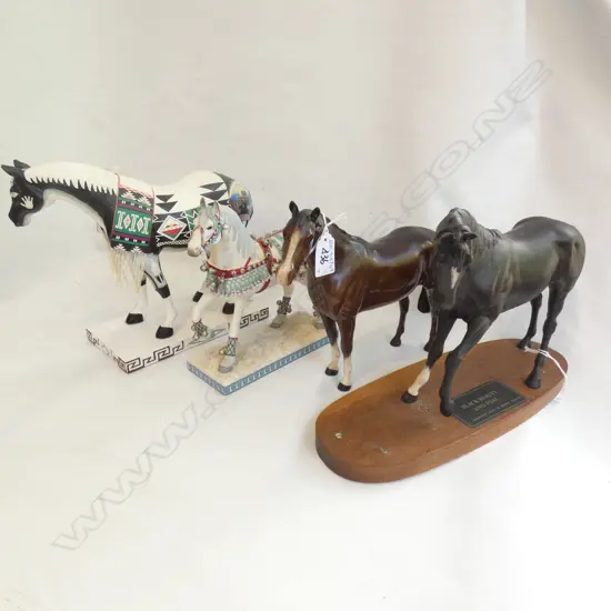 4 HORSE FIGURINES; 1 R/DOULTON ETC