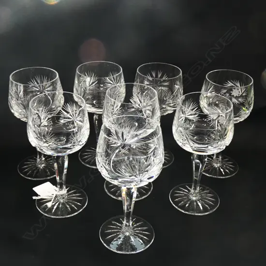 SET 8 QUALITY CRYSTAL STAR CUT WINE GLASSES SMALL