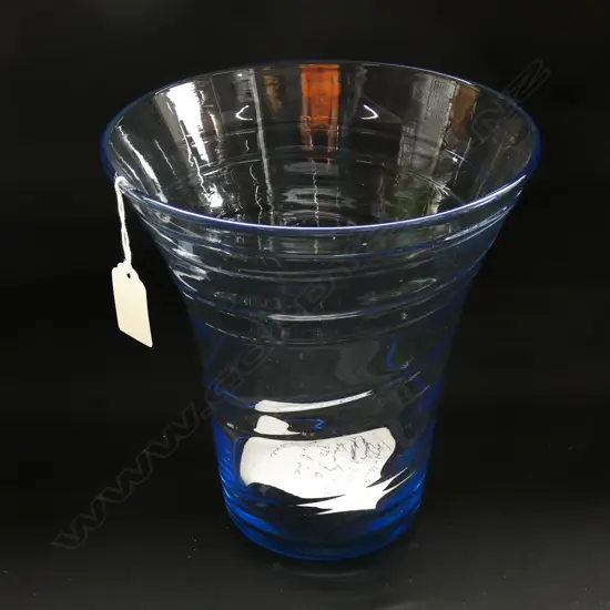 WHITEFRIARS SAPPHIRE BLUE VASE RIBBON TRAILED