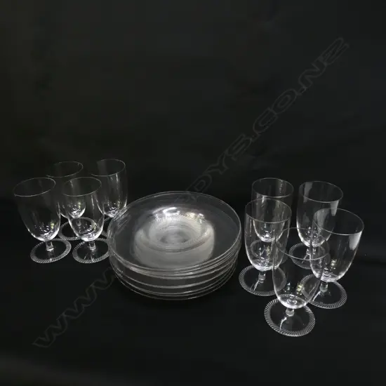 set 9 EDW CUT GLASS STEMMED GLASSES & DISHES