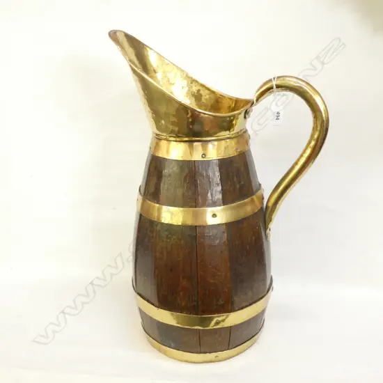 LG WOOD & BRASS FLOOR JUG / UMBRELLA STAND H. 510MM
