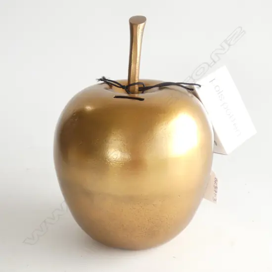 DUTCH POLS POTTEN LG GOLD PAINTED METAL APPLE MONEY BOX - WITH ORIGINAL TAGS & BOX  H. 245MM
