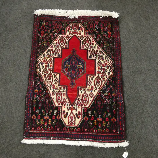 (87G) PERSIAN H/KNOTTED SANANDAJ RUG 880 x 750mm
