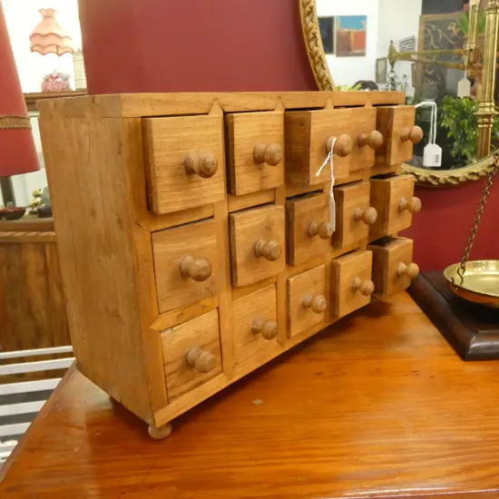 LG WOODEN 15 DRAWER JEWELLERY OR COLLECTORS BOX 430 X 150 X 280MM