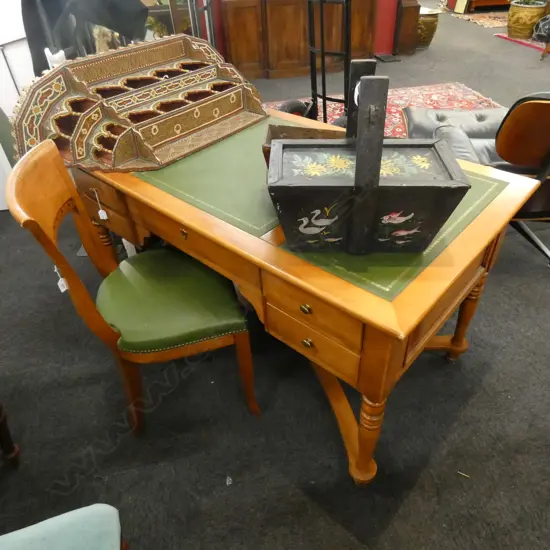 RIMU LEATHER INSET DESK WITH CHAIR L1320 MM