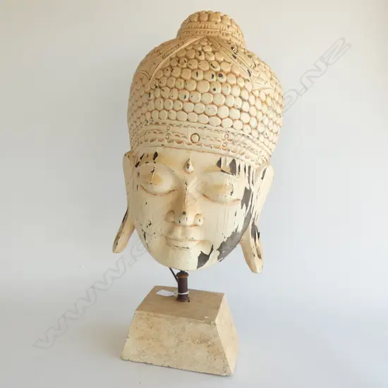 PAINTED WOODEN BUDDHA LAMP H.670mm WORKING