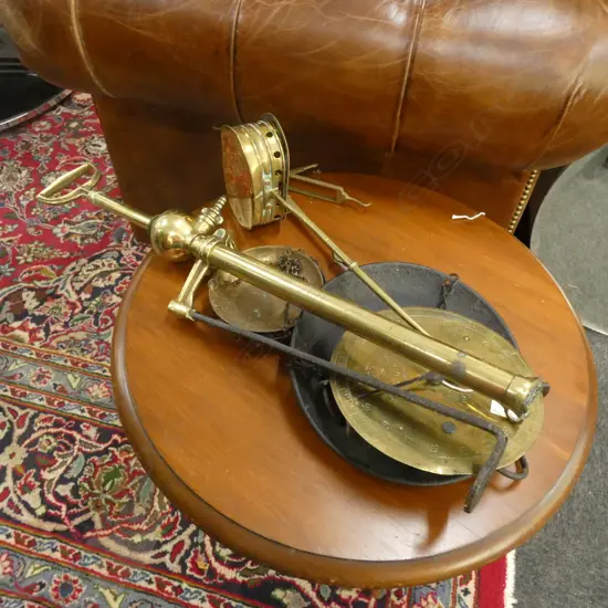 BRASS SALTER SCALES + 3 ASST. TOOLS