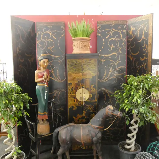 BLACK & GOLD 4 PANEL SCREEN H. 2285MM