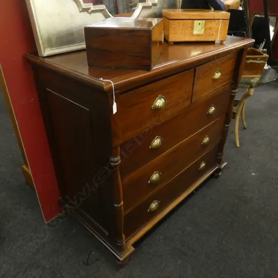 MAHOGANY STAINED 5 DRAWER CHEST...