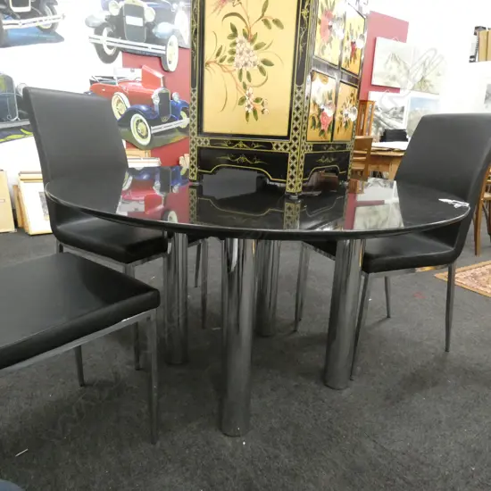 CIRCULAR MARBLE TOPPED TABLE CHROME LEGS 1200mm dia