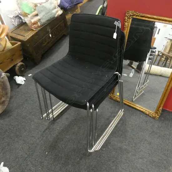 4 MODERN BLACK FELT CHAIRS