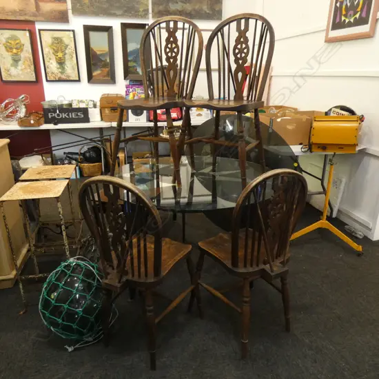 4 COUNTRY WHEEL BACK CHAIRS