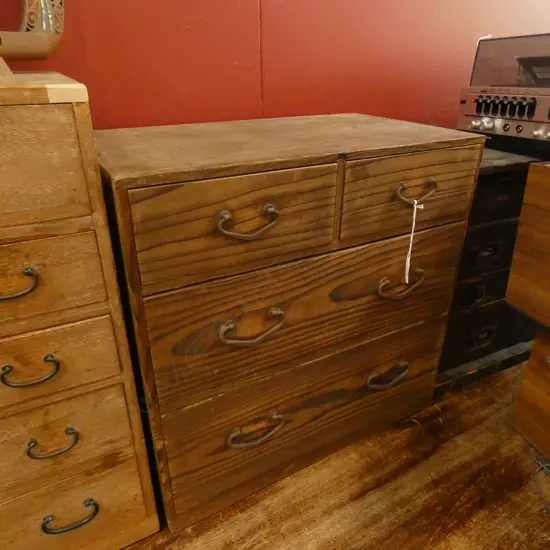 VINTAGE SM 4 DRAWER JAPANESE WOODEN TANSU CHEST 510 X 310 X 500MM