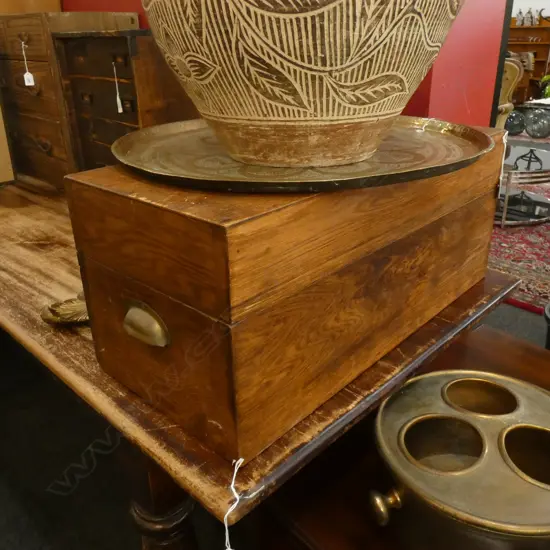 WOODEN BOX HINGED LID L.650mm