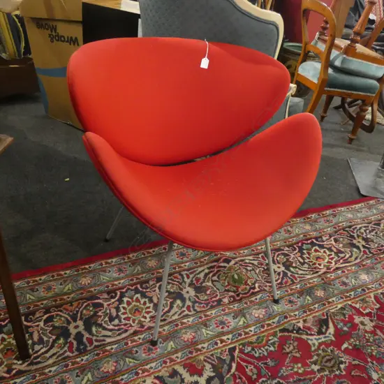 MODERN RED UPHOLSTERED CHAIR 