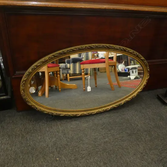 LARGE GILT FRAMED OVAL MIRROR 990x540mm