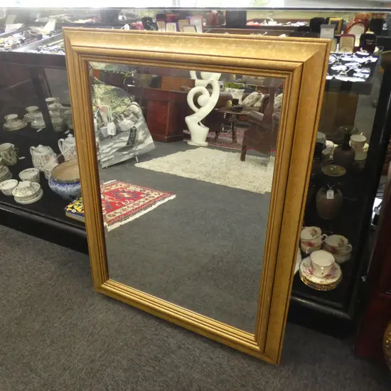LARGE GILT FRAMED BEVELLED MIRROR 965x770mm