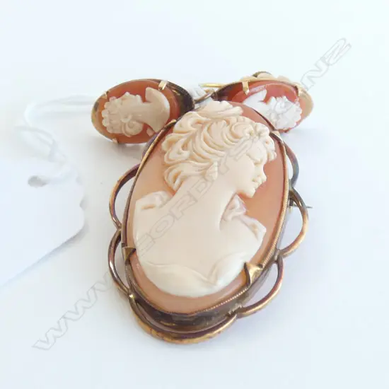 9CT CAMEO & PR EARRINGS