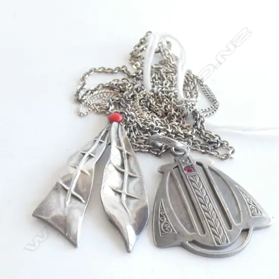 2 ART NOUVEAU CONTINENTAL 800 SILVER PENDANTS