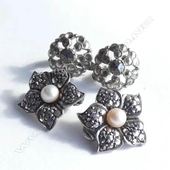  TWO PAIRS OF MARCASITE EARRINGS