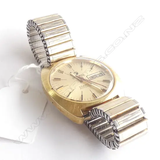 MEN'S ROAMER SEAROCK GOLD PLATED & STAINLESS STEEL WATCH - DAY & DATE / STRETCH BAND