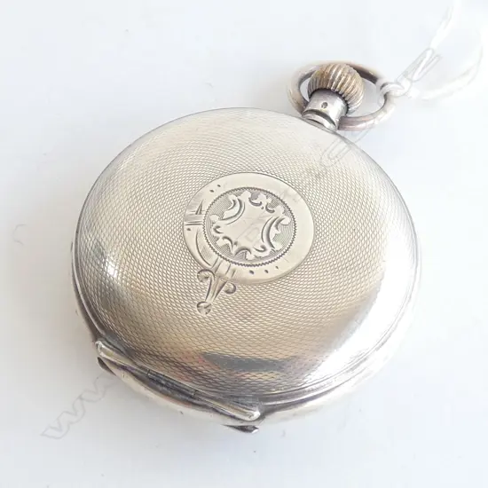 925 SILVER HEBDOMAS PATENT  8 day HUNTER POCKET WATCH 93gm TOTAL