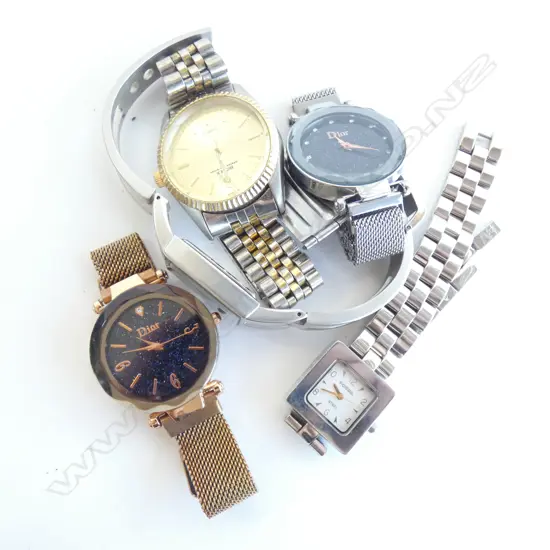 5 ASST. COPY WATCHES;DIOR, GUCCI, R***X ETC