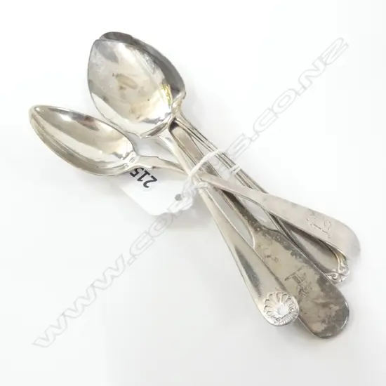 4 STERLING SILVER TEASPOONS, ASST. 83gm