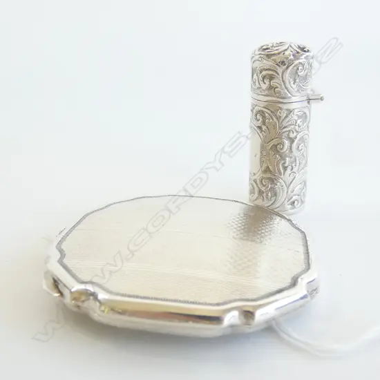 STG SILVER COMPACT B'HAM 1933 + PERFUME 89 GRAMS