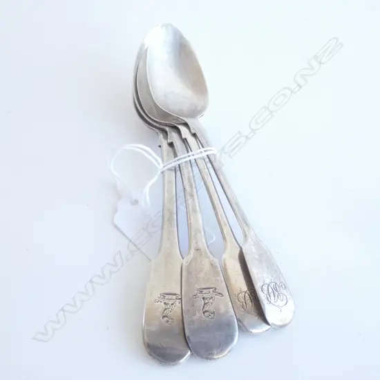 2 PRS GEORGIAN STG SILVER TEA SPOONS 76 GRAMS