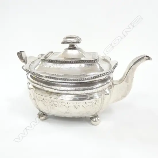 GEORIAN STG SILVER TEA POT AF 655 GRAMS