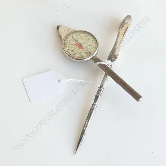 STG SILVER HANDLE SKEWER & OLD DISTANCE GUAGE (DIA 32MM)