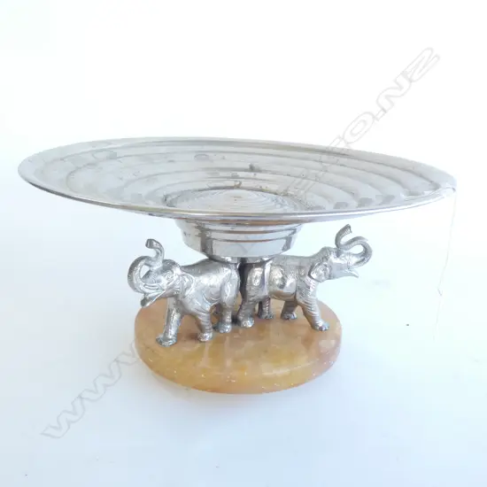 VINTAGE ELEPHANT & ALABASTER CENTRE PIECE 350mm dia