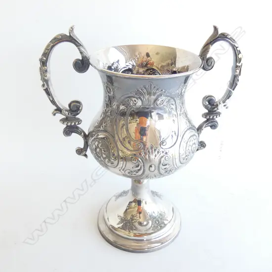 LG SILVER PLATE  2 HANDLED VASE/TROPHY CUP  H. 290MM
