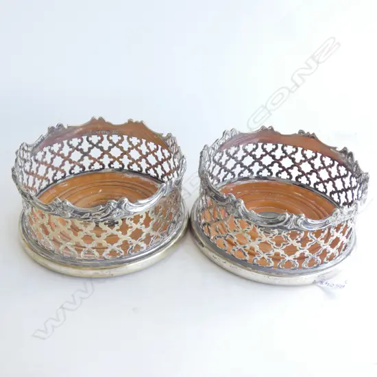 PR SILVER PLATE WINE COASTERS 130mm dia