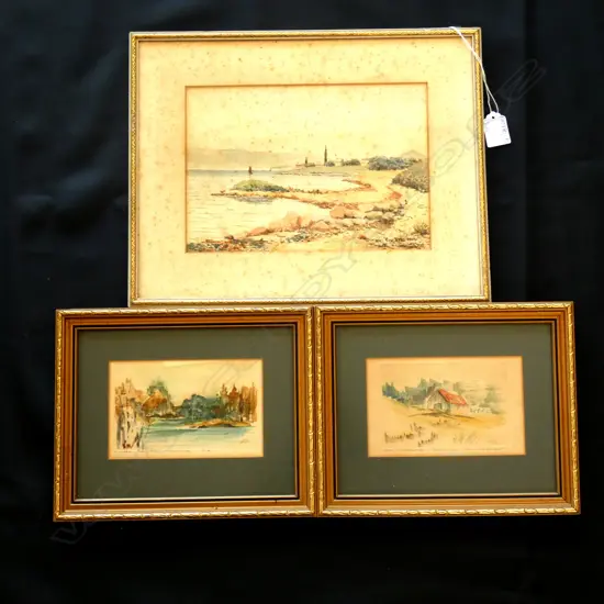 3 OLD SIGNED PAINTINGS; 2 NZ SCENES  / 1 SCOTTISH  250 X 180MM