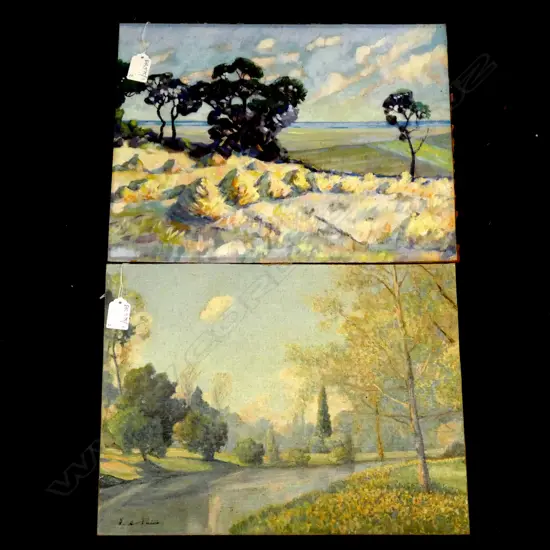 FREDERICK A PRICE (WORKING 1930-40s) 2 OILS ON BOARD, 1 SIGNED, SUMMER LANDSCAPE + HAGLEY PARK, BOTH 300 x 400mm