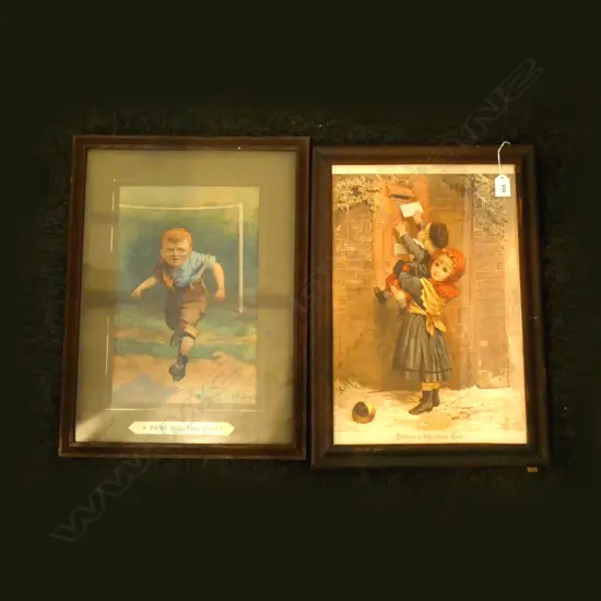 PR OLD PRINTS "GOING FOR THE BALL' & POSTING A CHRISTMAS CARD 280 X 420MM