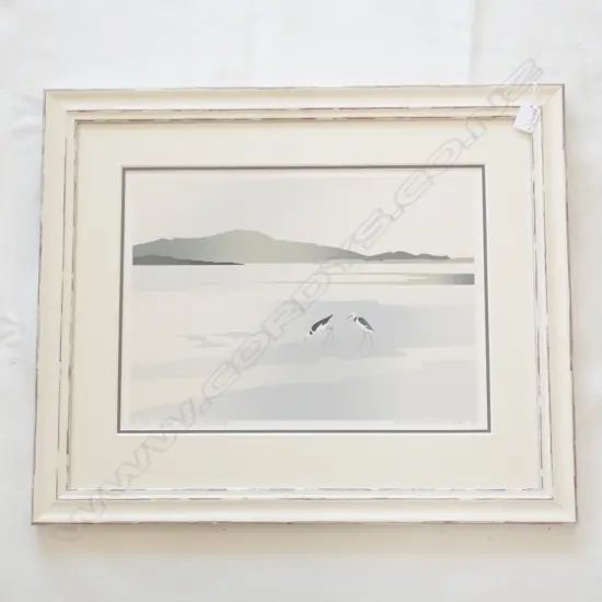 MALCOLM WARR 'PIED STILTS, KAPITI' SILK SCREEN PRINT SIGNED 42/50 290x415mm