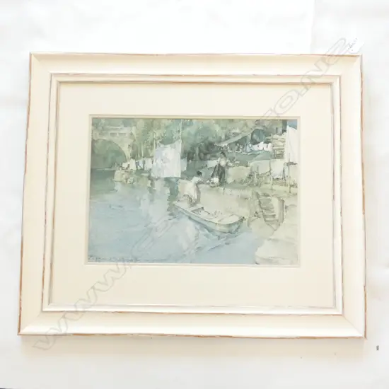 W. R. FLINT 'RIVERSIDE WASHING' PRINT, SIGNED 310x440mm