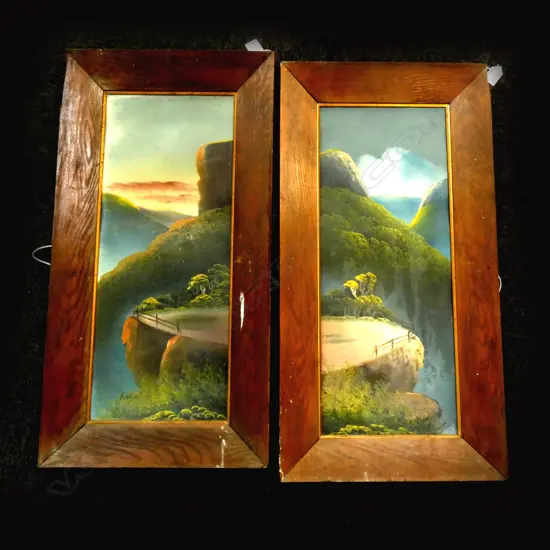 PR COLONIAL LANDSCAPE OILS SIGNED 'P.W.' 590x230mm