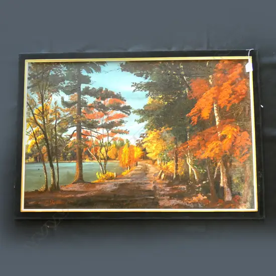 P. BROWN AUTUMN TREES LANDSCAPE OIL 590x900mm