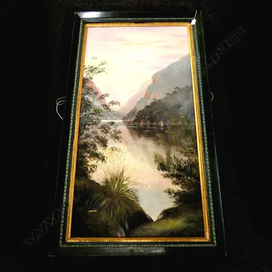C. CAMERON? 'VIEW ON MILFORD SOUND' COLONIAL OIL ON CANVAS 1190x590mm 
