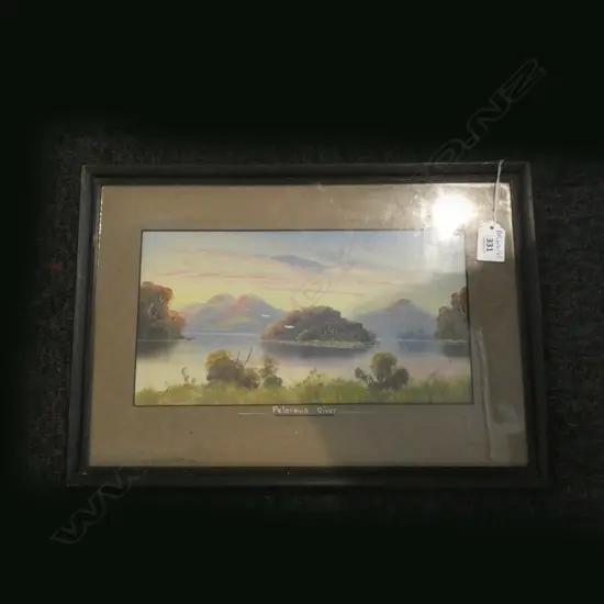 H. T. GARRATT (DE RITZ) 'PELOROUS RIVER' COLONIAL LANDSCAPE OIL 155x290mm