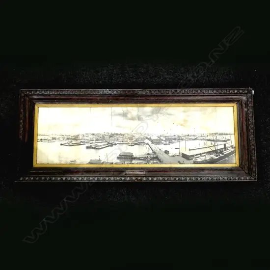 ALFRED CUTLER AUCKLAND HARBOUR FRONT PANORAMA PHOTOGRAPH C.1906 335x1145mm AF