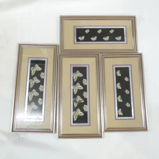SET 4 FRAMED 19THC MADARIN'S CUFFS FINELY EMBROIDED